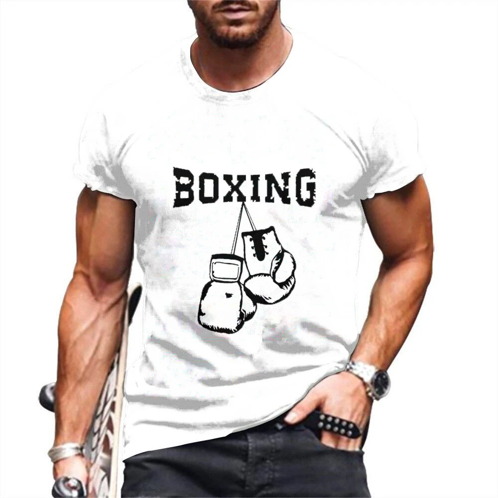 

Boxer Shirt Men's T-shirt Boxing Print Tees Casual Short Sleeve Sweatshirt Summer Oversized Clothes 2023 Neck Loose Streetwear
