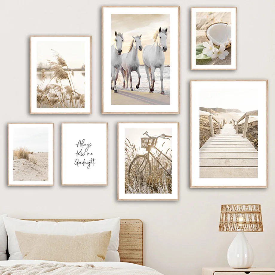 

Beige Natural Reed Hakuba Bike Beach Coconut Nordic Wall Art Canvas Painting Posters And Prints Pictures For Living Room Decor