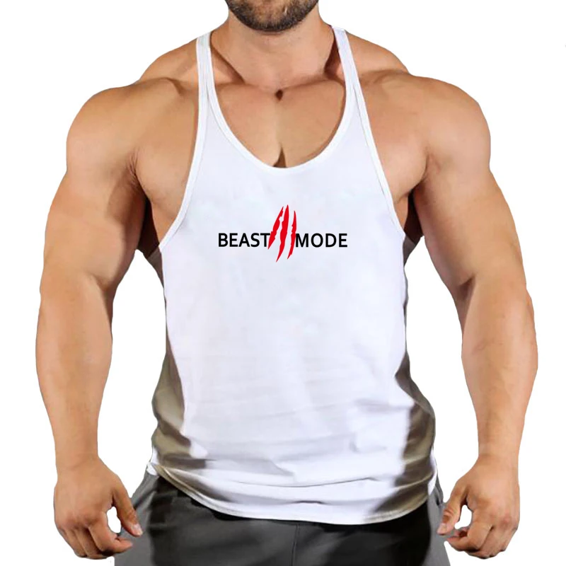 

New Beast Mode Jogger Gym Singlet Training Bodybuilding Tank Top Vest Shirt Sleeveless Fitness Cotton Shirt For Men Wholesale