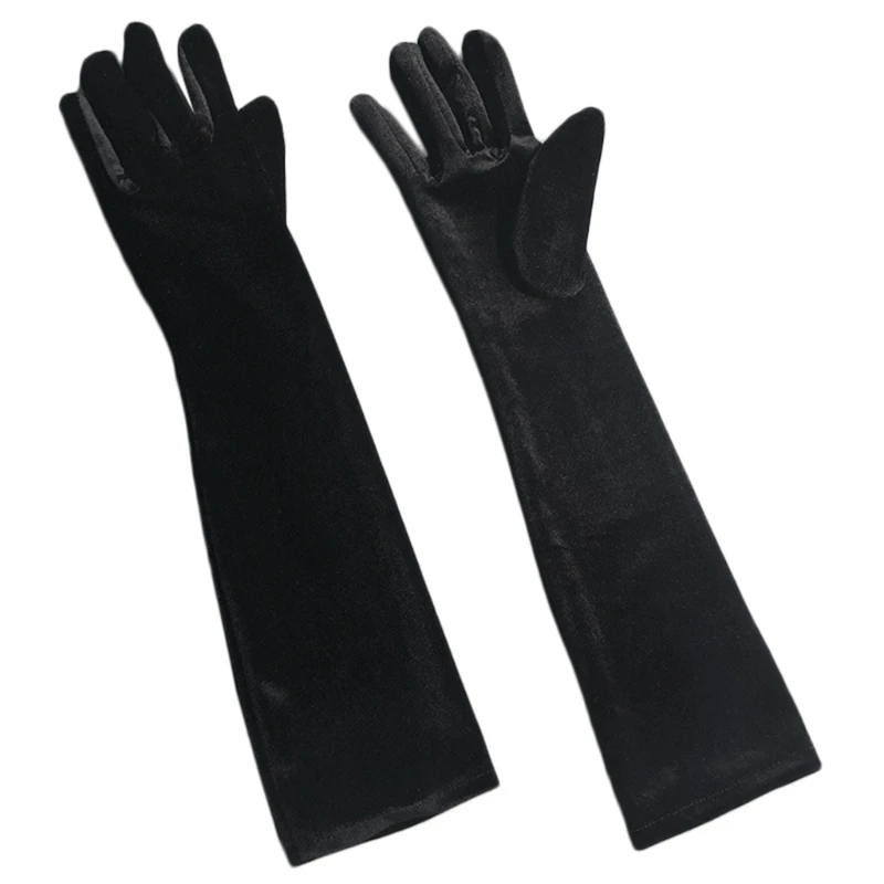 

Бархатные длинные перчатки для ужина искусственное платье женские перчатки Однотонные эластичные рождественские Женские перчатки для Хэллоуина