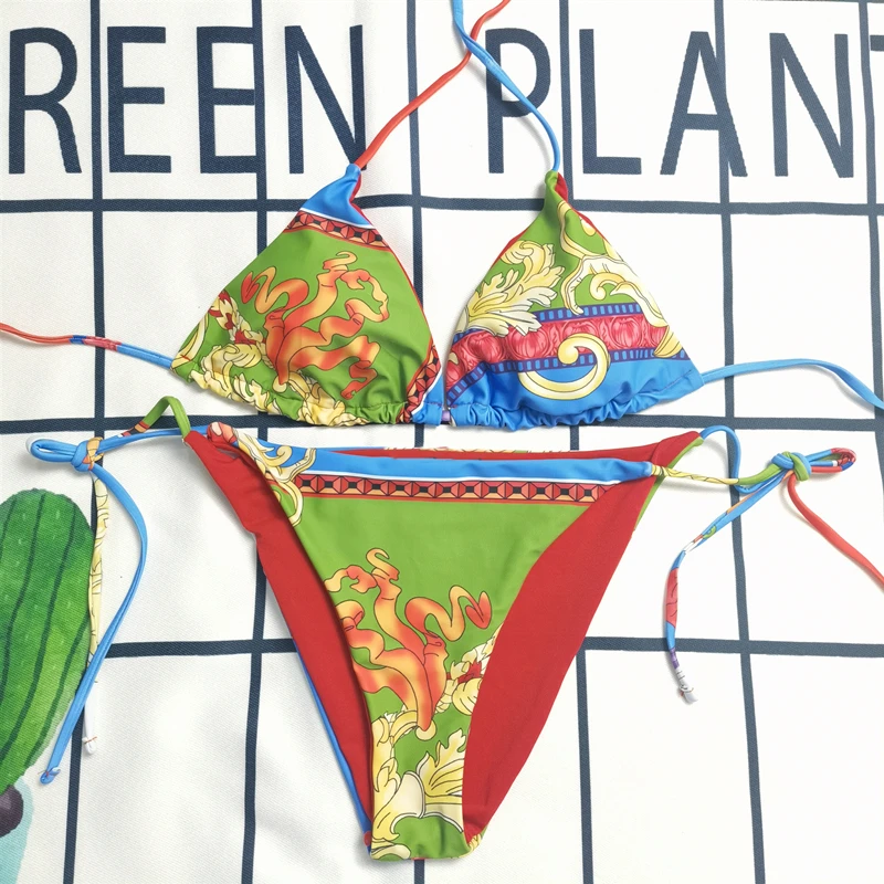 

Женский пляжный купальник, Роскошный дизайнерский купальник с абстрактным принтом, пикантный купальник на бретелях, одежда для вечеринки, ...