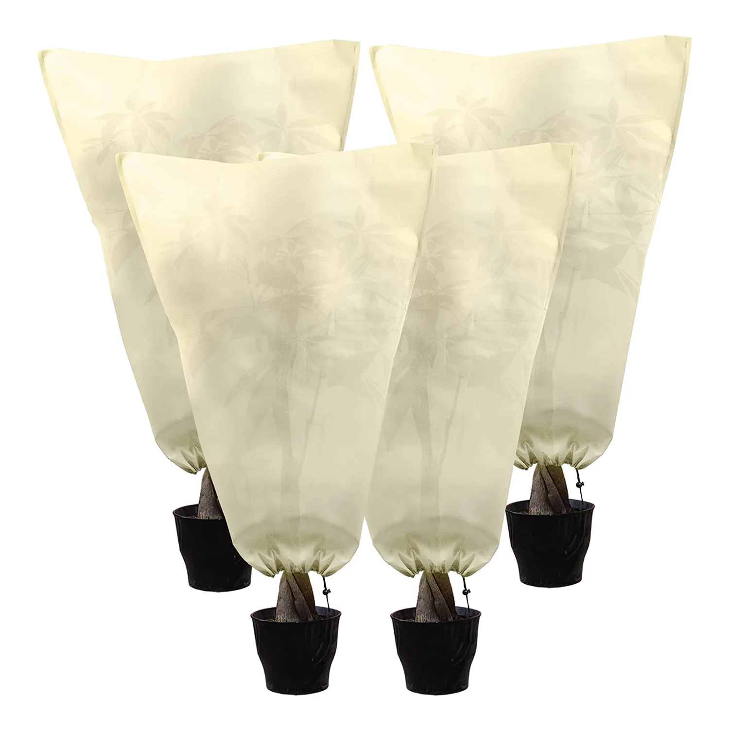 

4 Pack Plant Freeze Protection Cover,Reusable Warm Plant Frost Blanket with Drawstring,Winter Plant Protect Cover Bag