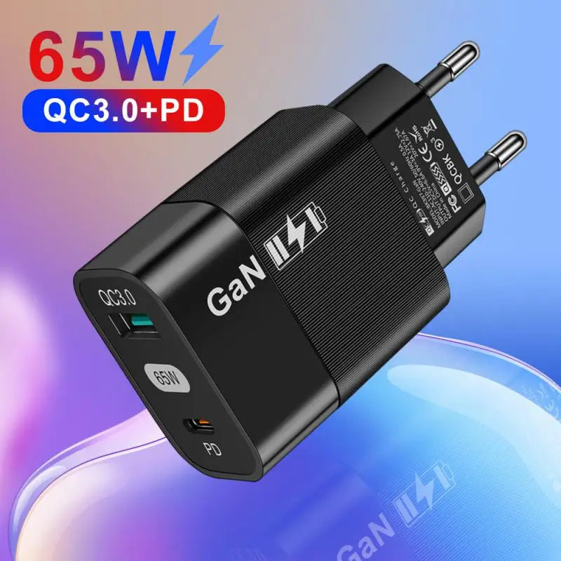 65W GaN Charger Phone Fast Charger Type C PD Quick Charger EU/US Plug Adapter For IPhone 13/14  Samsung Huawei Tablet Laptop