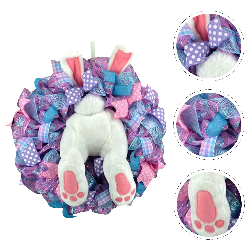 

1Pc Creative Easter Bunny Wreath Door Window Hanging Decor Garden Hanging Lei
