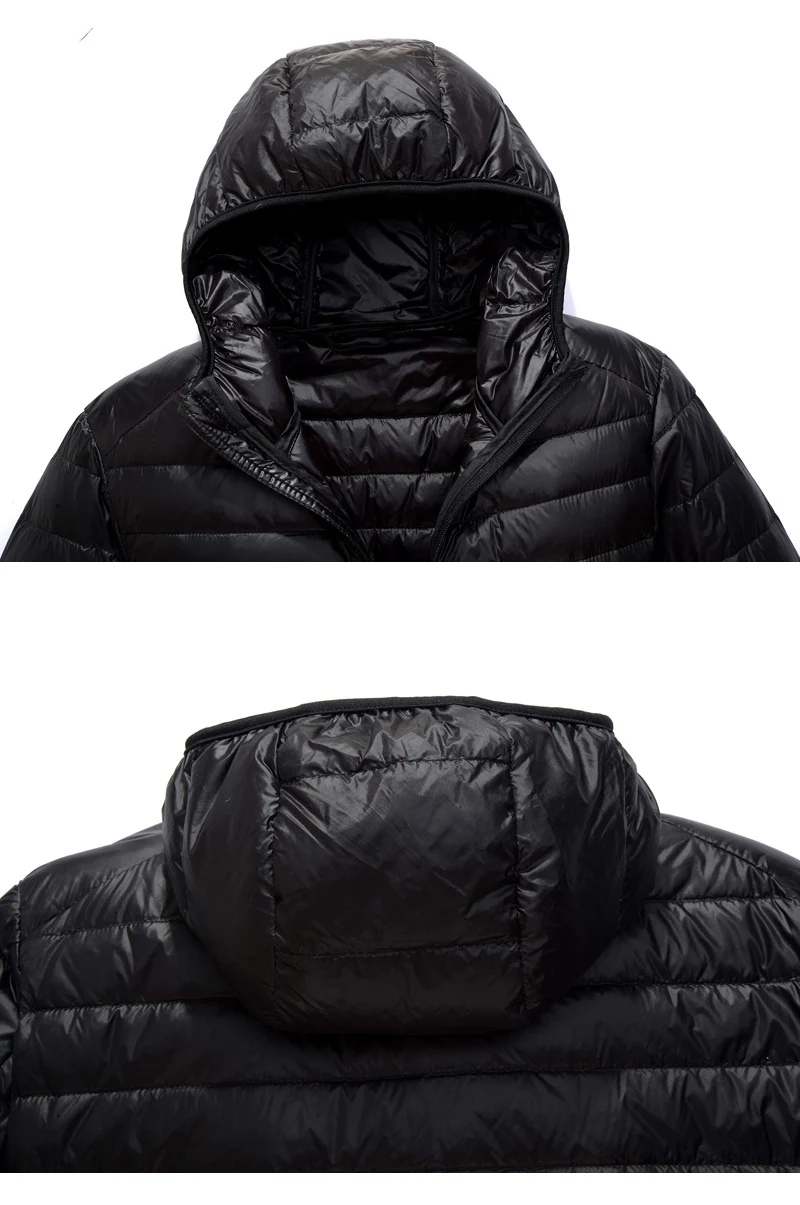 Men's Ultra-thin Down Jacket, White Duck Down Hooded Jacket, Long-sleeve Thermal Jacket, Versatile Portable Jacket, Winter