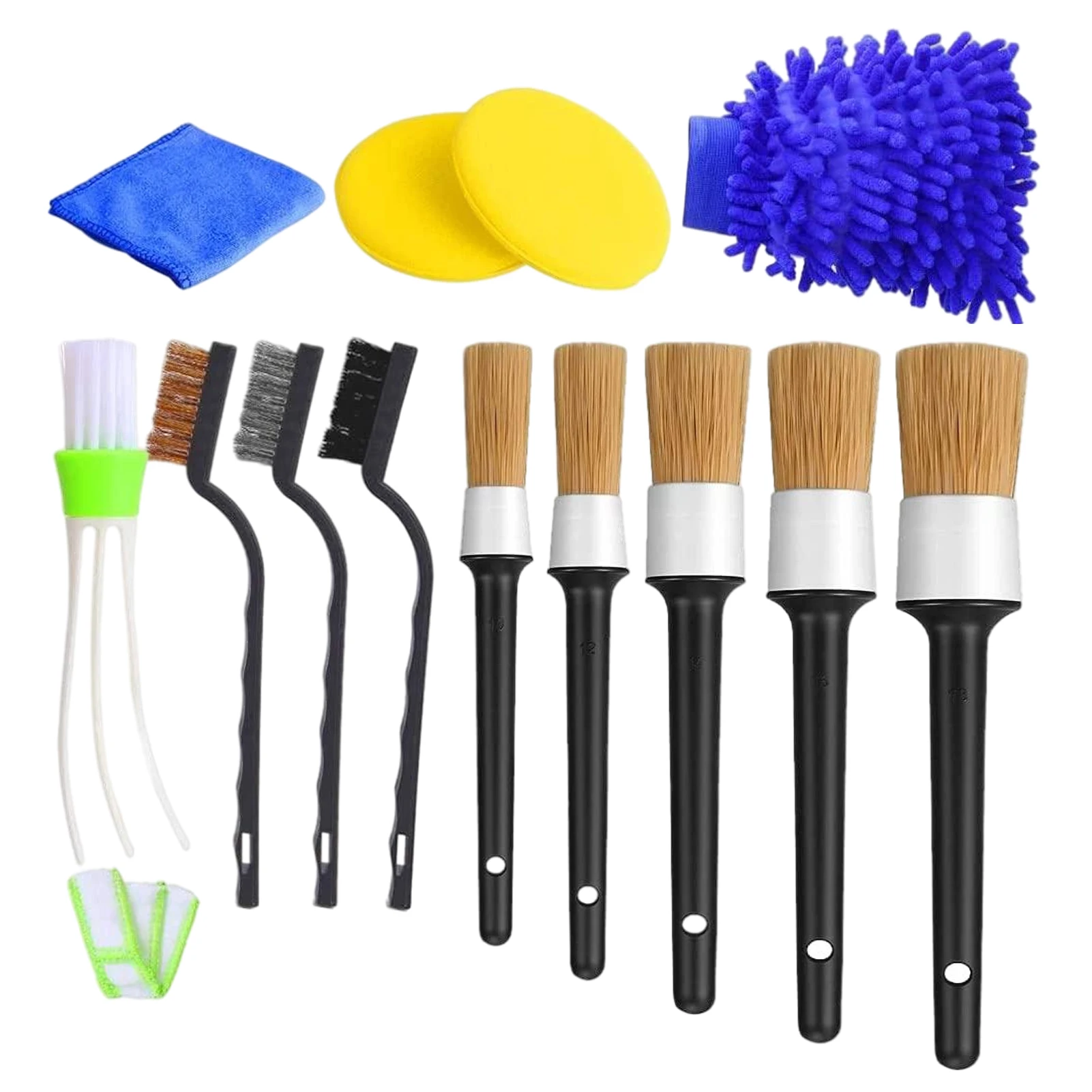 

13 Pieces Auto Detailing Brush 13 Pieces Auto Cleaning Brushes Detail Brush Scratch-Free Cleaning For Car Dashboard Car Wheels