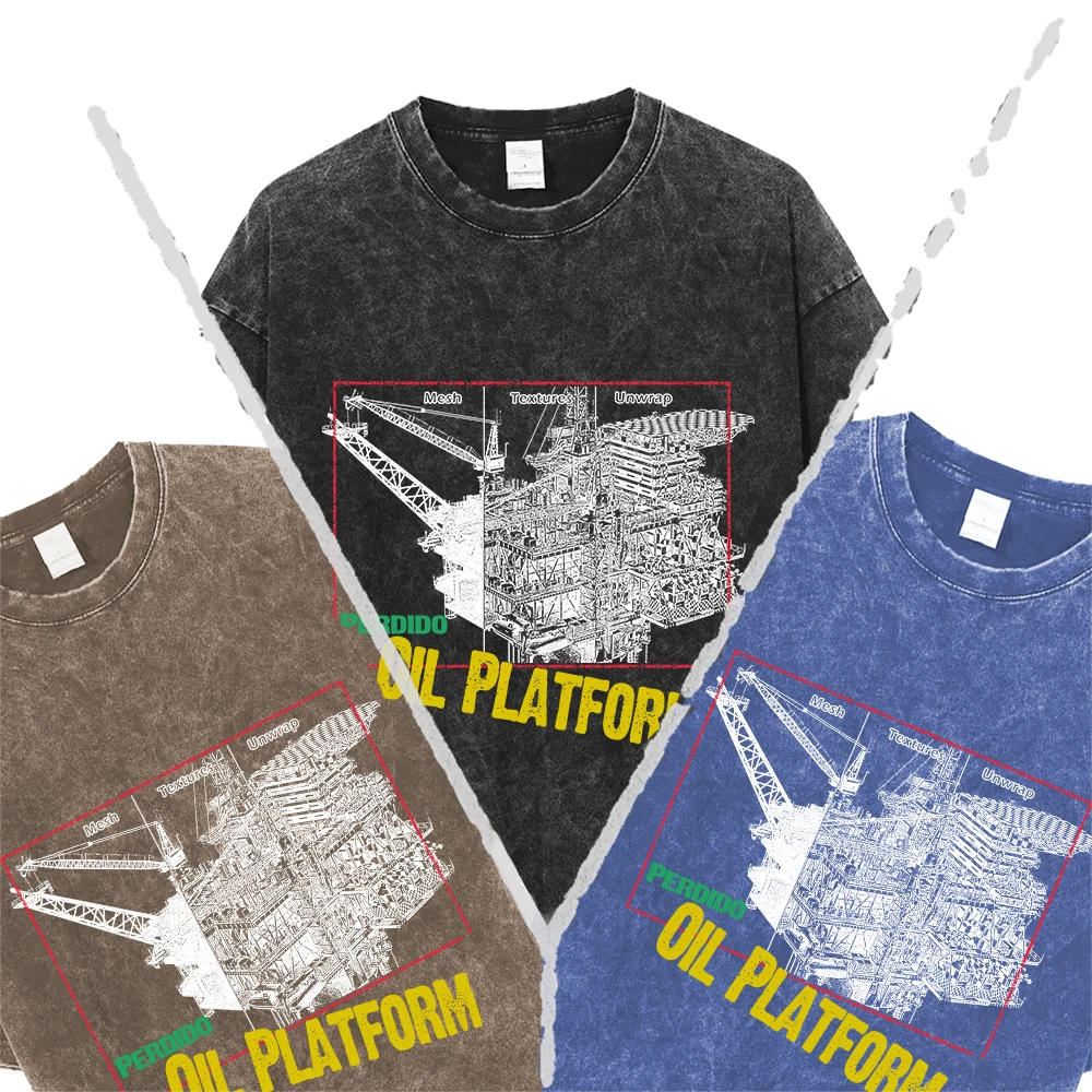 Coolmind U0119 Cool Oil Platform с принтом эксклюзивная мужская футболка графическим рисунком