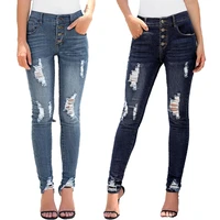 womens high waist ripped jeans fashion casual skinny denim jeans slim pencil pants bodycon jeans s 2xl