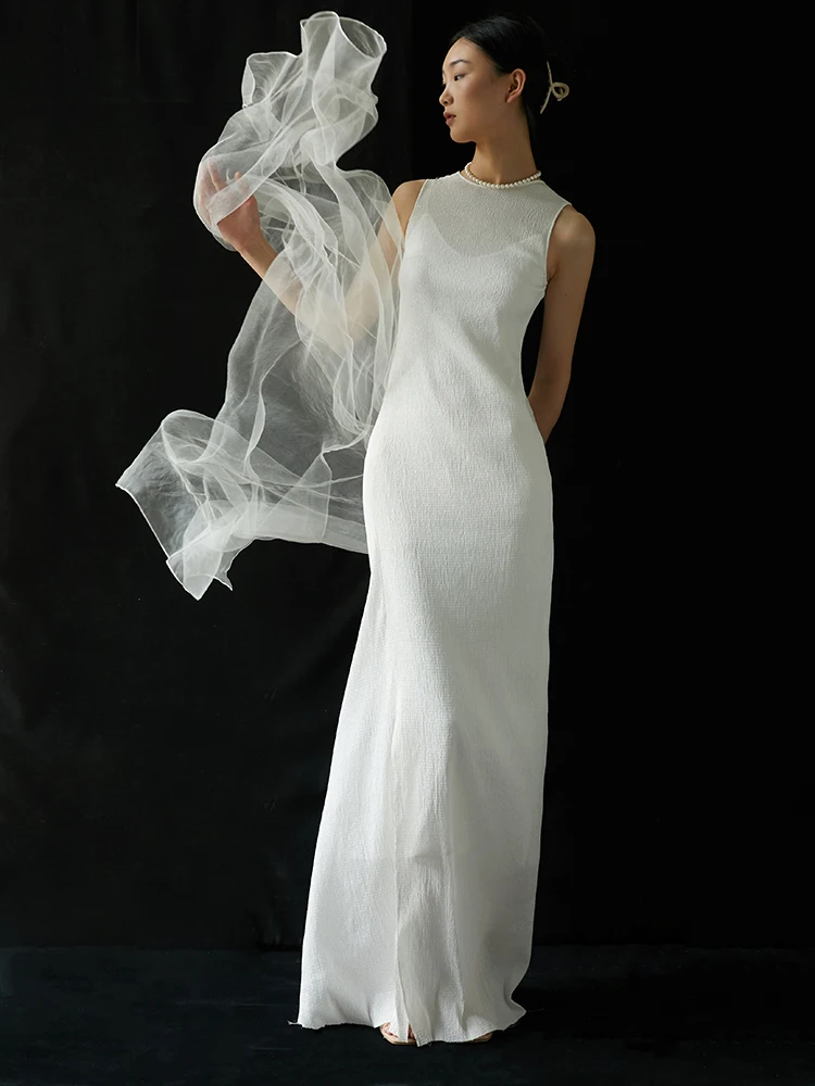 Платье женское длинное эластичное из шелка Mulberry без рукавов