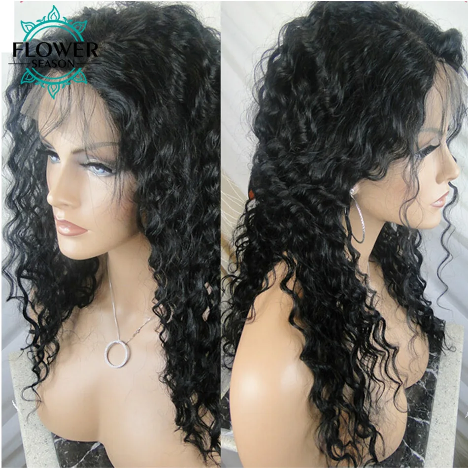 

Curly Full Lace Human Hair Wig with Baby Hair 360 Full Lace Frontal Human Hair Wigs Brazilian Remy Preplucked for Women 180%