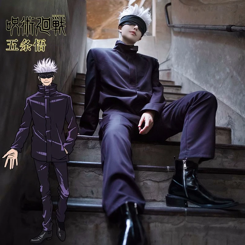 

Anime Jujutsu Kaisen Gojo Satoru Cosplay Costumes Male Female Cosplay Uniform Pants Halloween Carnival Party Clothing Wig Set