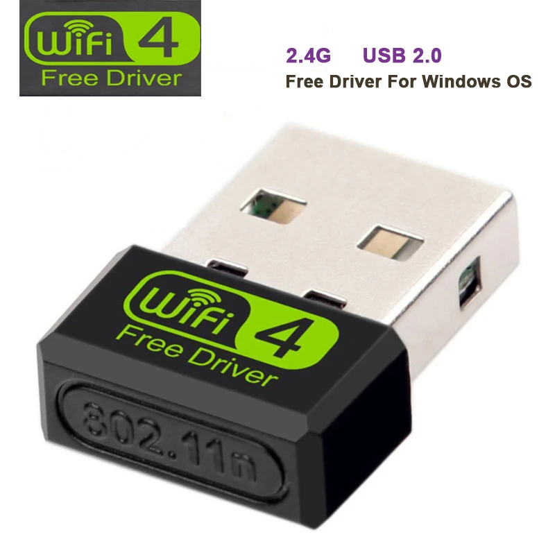 

WiFi Adapter Mini Size USB Network Card Ethernet Wireless Wi-Fi Receiver for Computer of Windows OS Free Driver Wi Fi Dongle