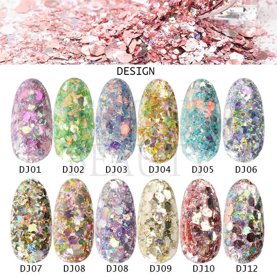 12 шт. набор блесток для нотей шестигранники маникюр ногтей блёстки новинки все