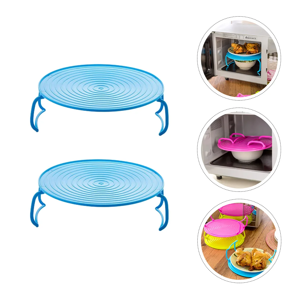 

2pcs Tray Racks Useful Durable Fine Food Heating Rack Layered Storage Rack Microwave Oven Tray Holder