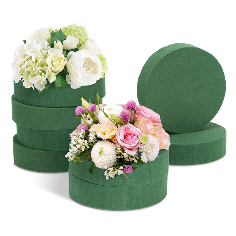 

Pack Of 10 Round Floral Foam Blocks, 6.5Inch Wet Green Foam Bricks For Flower Florist Supply Fresh Or Artificial Flowers