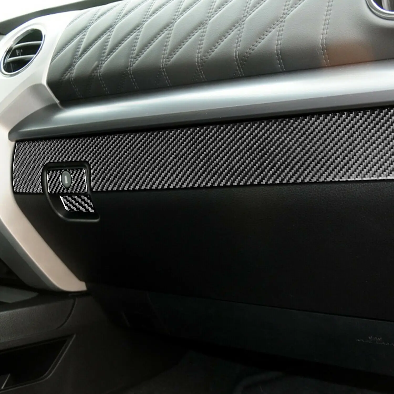 

LHD Real Carbon Fiber Co-pilot Dashboard Stripe Cover For Toyota Tundra 2014-21