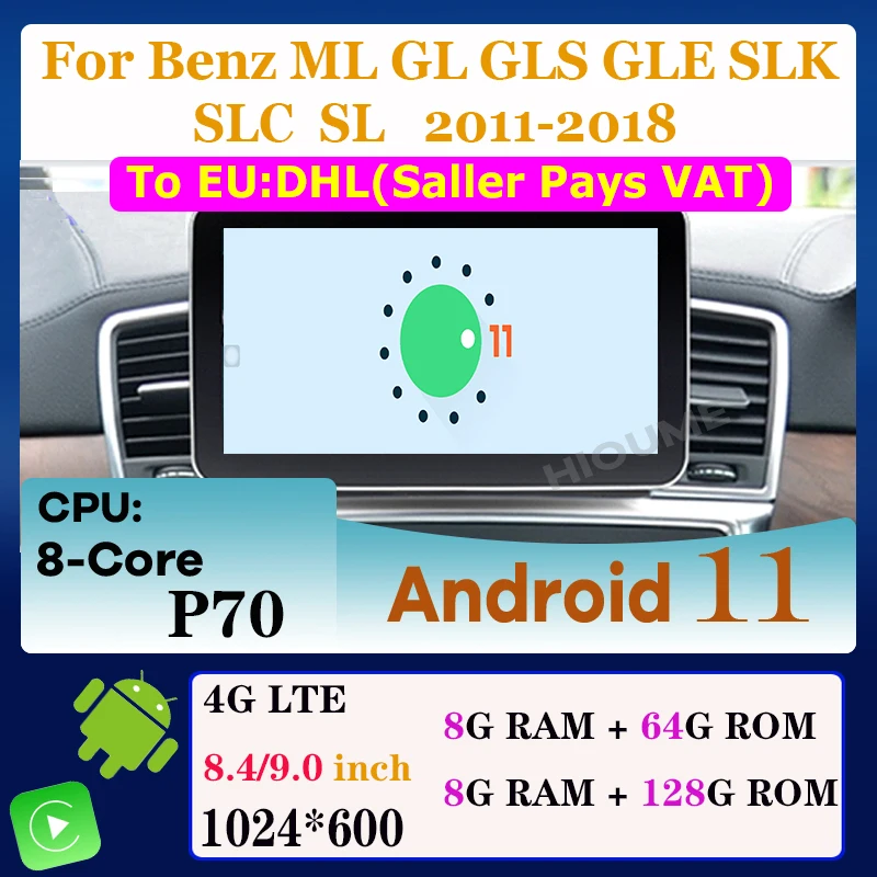 

Автомагнитола на Android 11 8 + 128G, мультимедийный плеер для Mercedes Benz ML-Class GLS GLE SLK SLC SL ML W166 GL X166 Class Carplay