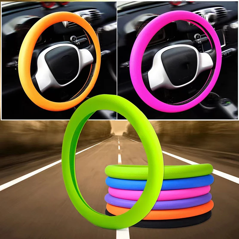 

Universal Car Silicone 36-40cm Steering Wheel Glove Cover Texture Soft Multi Color Soft Steering Wheel Internal Accessories