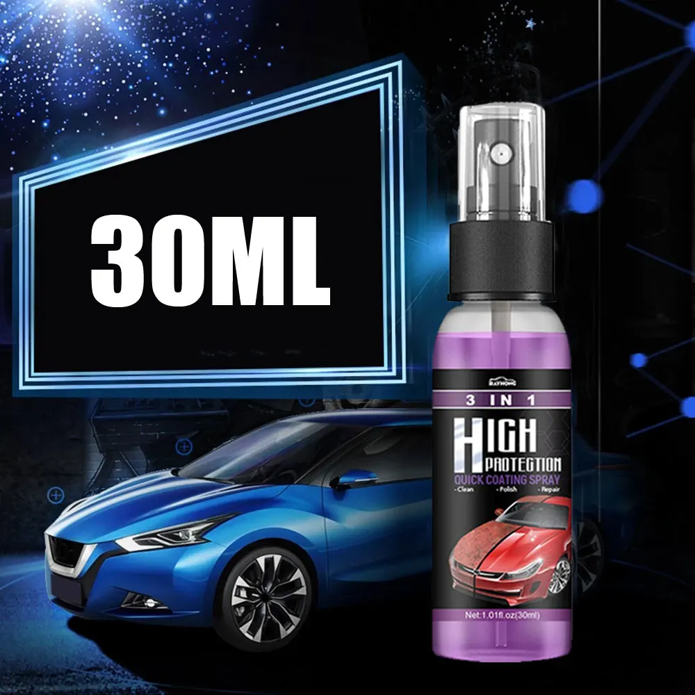 

3 в 1 быстрое защитное покрытие для автомобиля, керамическое покрытие, спрей, Гидрофобный автомобильный воск, долговечные и прочные универсальные автомобильные аксессуары