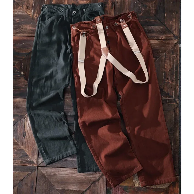 Прямые повседневные брюки с высокой талией винтажные мужские брюки-карго CHINO