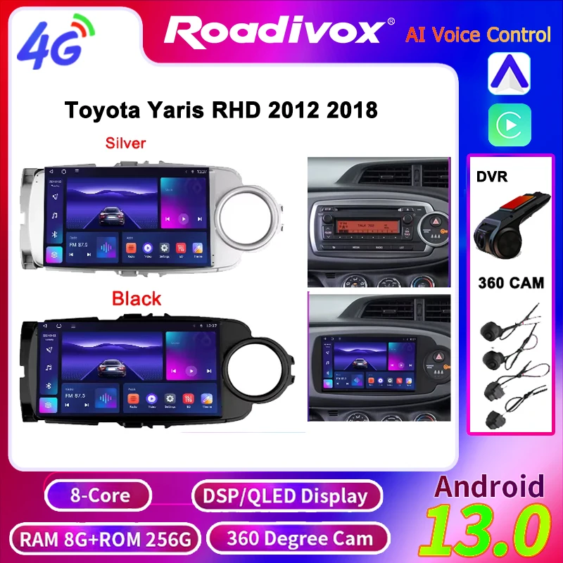 Фото Carplay 4G 2din Android автомобильный радиоприемник мультимедийный плеер для Toyota Yaris RHD 20122018 GPS Navi стерео экран цифровой звуковой процессор №1