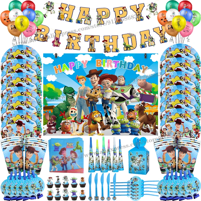 

Toy Story Theme Birthday Party Balloon Buzz Lightyear&Woody Disposable Tableware Set Kid Party Banner Decor Napkin Cup Supplies