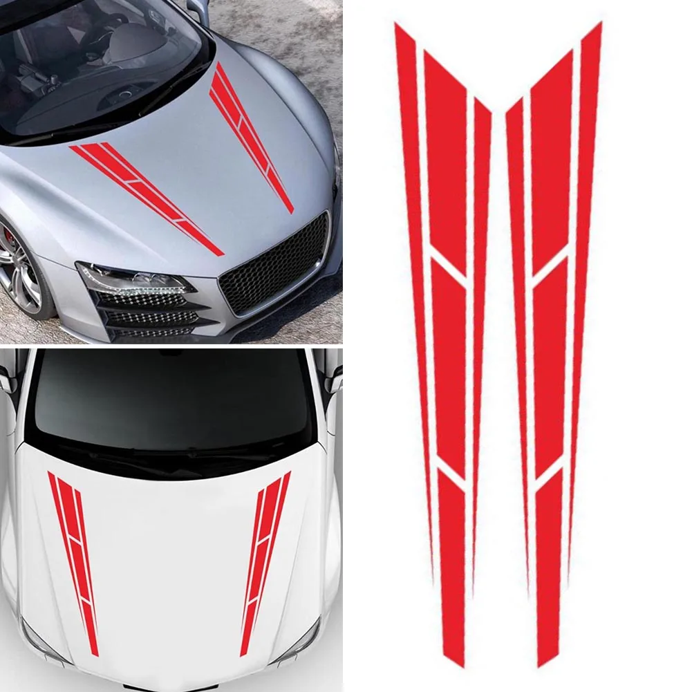 

2PCS Car Front Hood Racing Stripes Stickers Vinyl Graphics Decal Decoration Trim Accessories 12*80cm High Quality