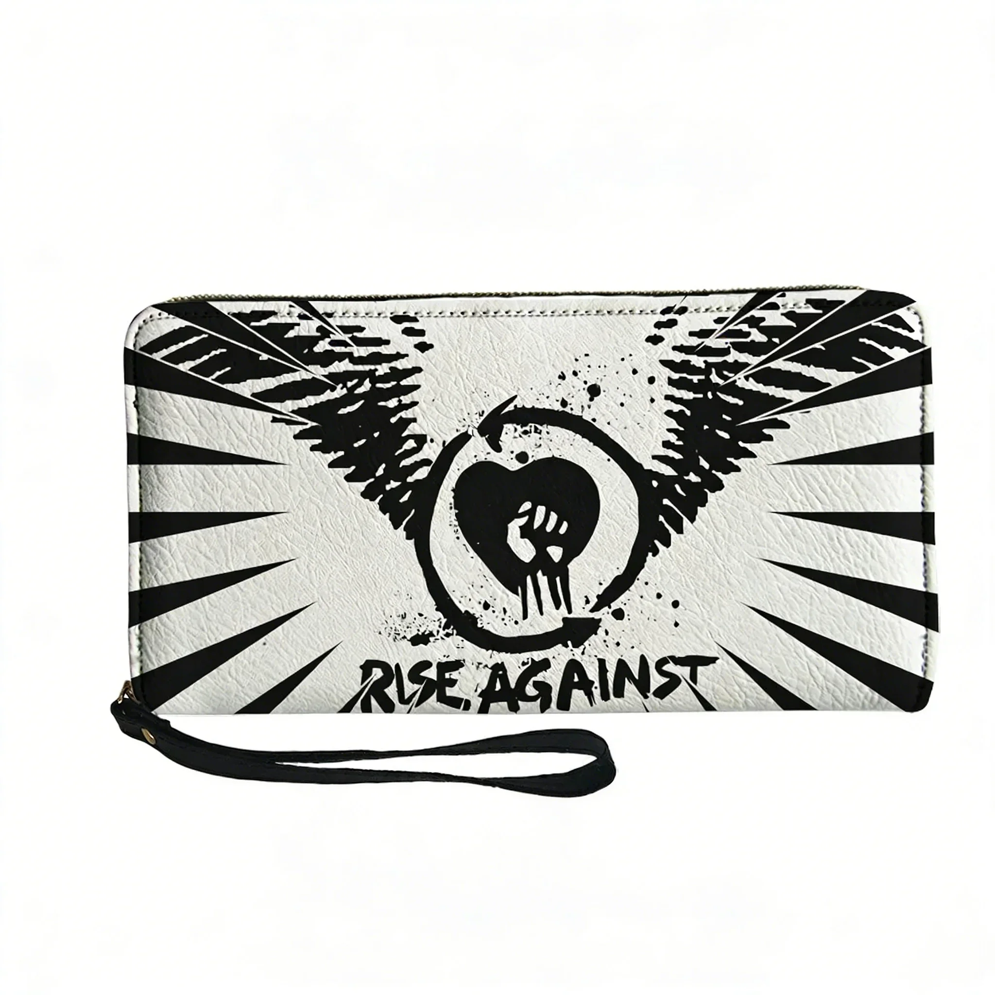 Фото Кошелек-портмоне с принтом группы Rise Against Rock, мужской, женский, подростковый, на молнии, с двойным принтом, портативный кошелек, подарочная сумка. №4