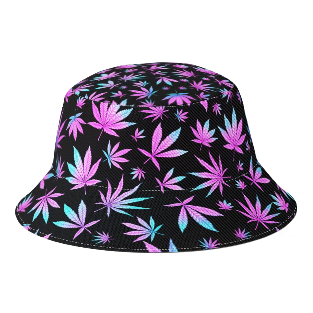 

Summer Cannabis Leaves Bucket Hat for Women Men Marijuana Weed Leaf Streetwear Foldable Fishing Fisherman Hats Panama Sun Cap