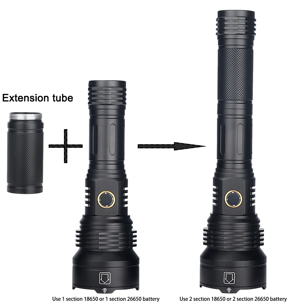 

XHP90.2 4-core Led Flashlight Power Bank Function Torch Usb Rechargeable 18650 or 26650 Battery Zoomable Aluminum Alloy Lantern
