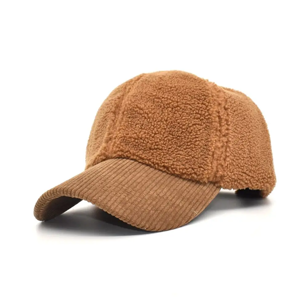 

Keep Warm Styling Tools Men Winter Solid Color Baseball Cap Lambswool Peaked Cap