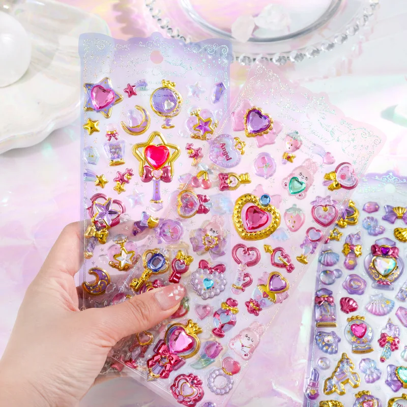 

4PCS/LOT Creative Luxury Fashion Shining Diamond Theme PVC Sticky Stickers 200*88mm DIY Decoration Gift