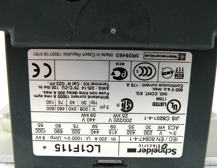 Контактор переменного тока LC1F115 LC1F115M7 LC1F115Q7 U7C B7C F7C 115A 380 В 220 110