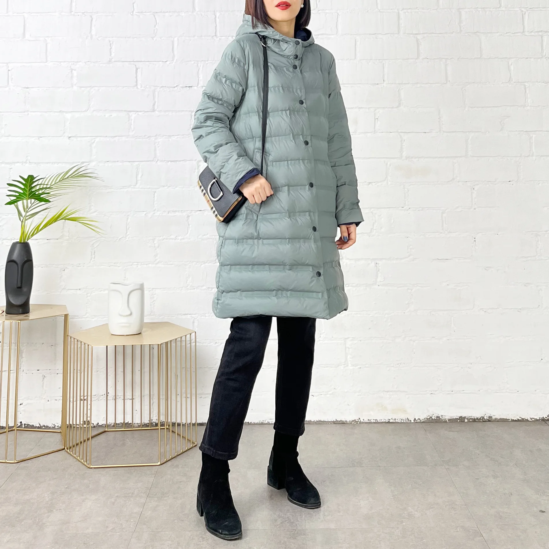 

Women down Jacket 90% White Duck Hooded Long Coat Reversible Thin City Casual Thermal Storage Winter Coats Jackets Snow Clothes