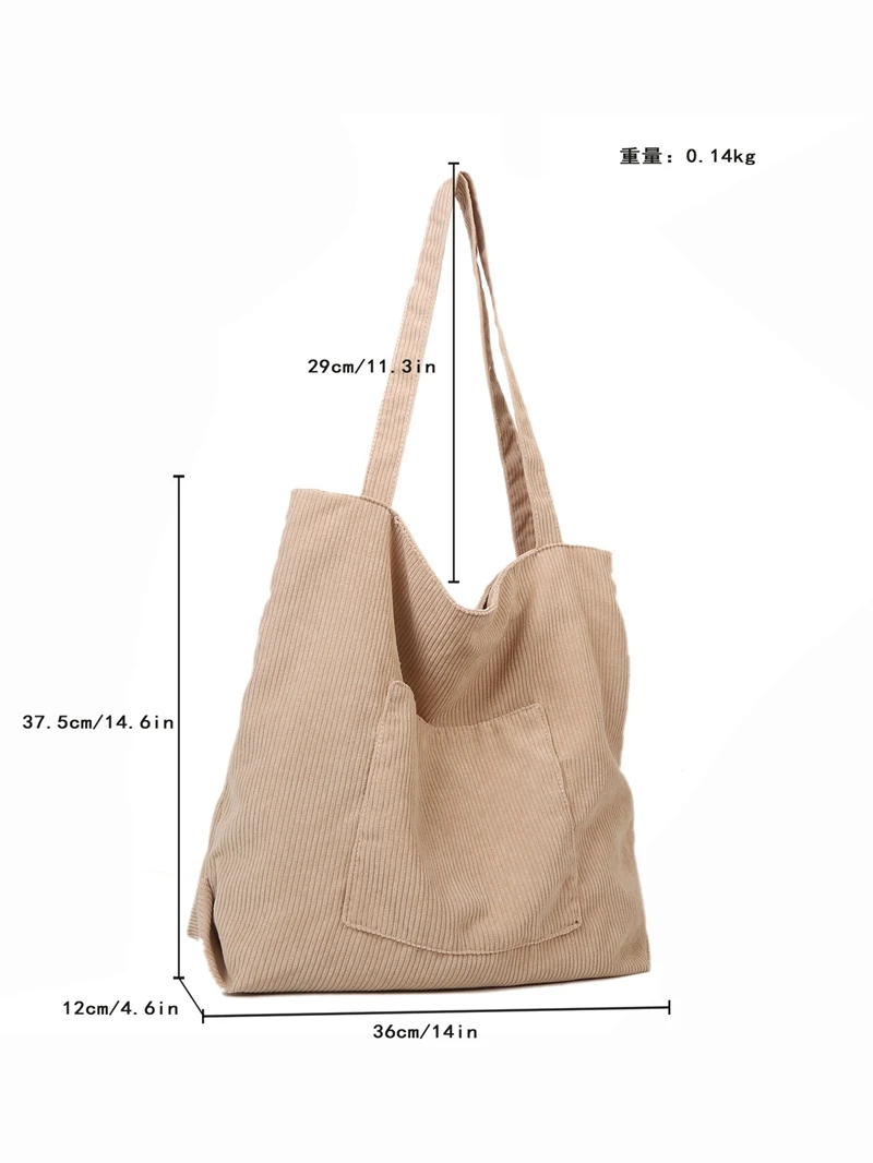 Casual Corduroy Tote Shopping Bag large capacity shoulder bag Woman Handbags Travel Bags Student Messenger Bag