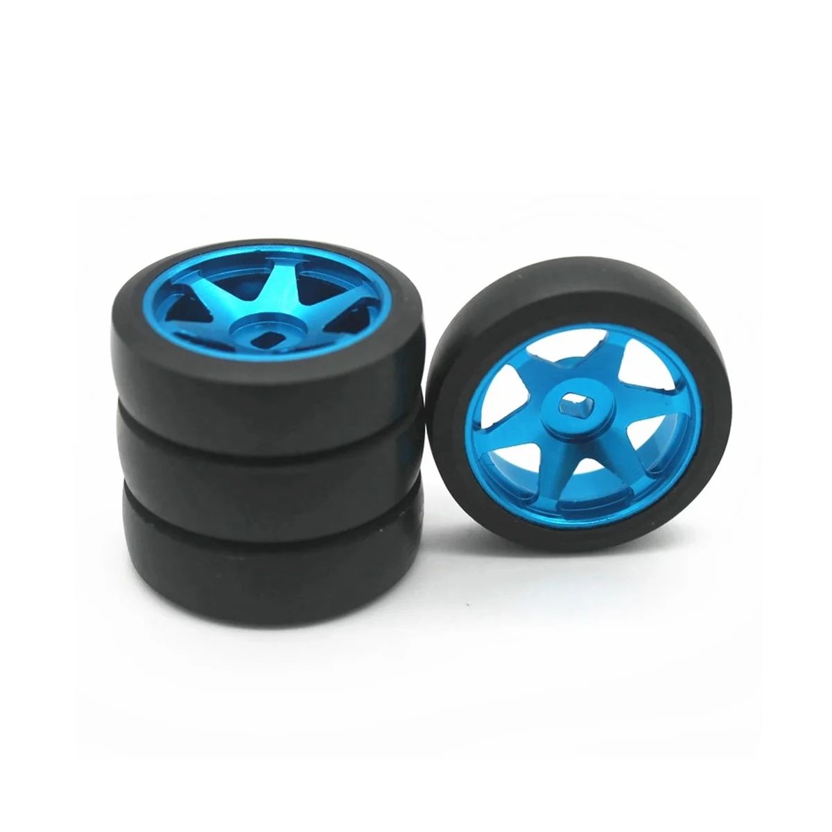 

4 шт. твердые пластиковые шины для дрифта, металлический обод колеса для Wltoys 284131 K969 K989 Kyosho Mini-Z 1/28, детали для радиоуправляемых автомобилей, синий