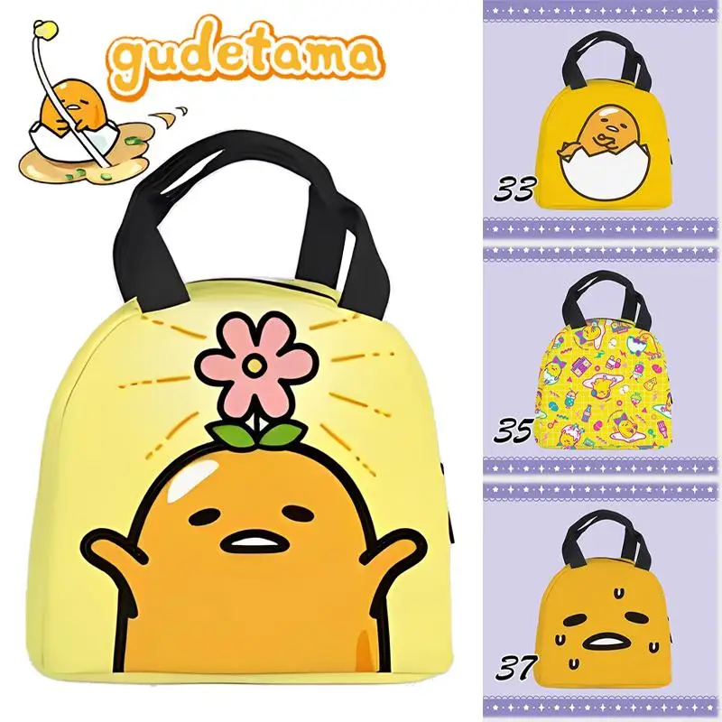 

Kawaii Sanrios Gudetama Lunch Bag Anime Lazy Egg Yolk Portable Bento Insulation Tote Handbag Student Keep Warm Food Storage Pack