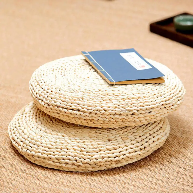 

40cm Tatami Futon Meditation Cushion Thickening Yoga Circle Corn Husk Straw Braid Mat Japanese Style Cushion Fitness Equipment