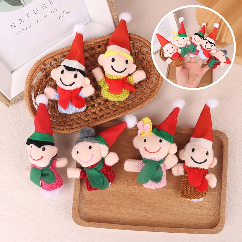 6Pcs/Set Hand Puppet Plush Toy Family Member Finger Puppet Role Play Tell Story Cloth Doll Educational Toys For Children Kids