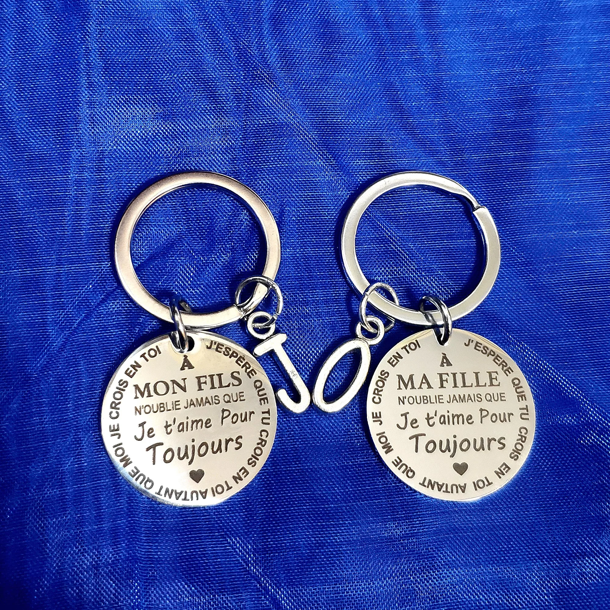 

Pendant Keyring Stainless Steel Carabiner for Keys French Phrases Ornaments Parents and Children Personalized DIY Collocation