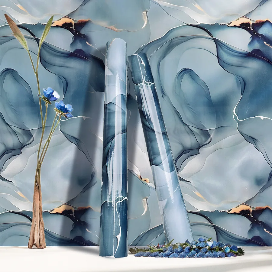 

Самоклеящиеся Обои С Узором «синий Мрамор», Водонепроницаемые И Маслостойкие, Декоративные ПВХ-наклейки Для Кухни