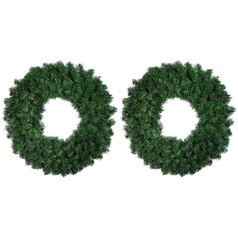 

Венок из искусственной зеленой сосны, гирлянда для входной двери, окна, камина, Рождественское украшение, 2 шт.