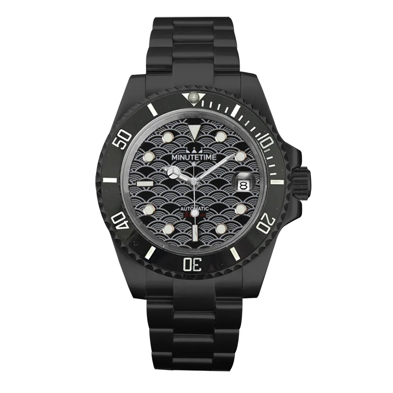

Automatic Wrist Watch NH35 Movement Stainless Steel PVD Black Sapphire Wave Limited Luxury Waterproof Sterile Mechanical Watch