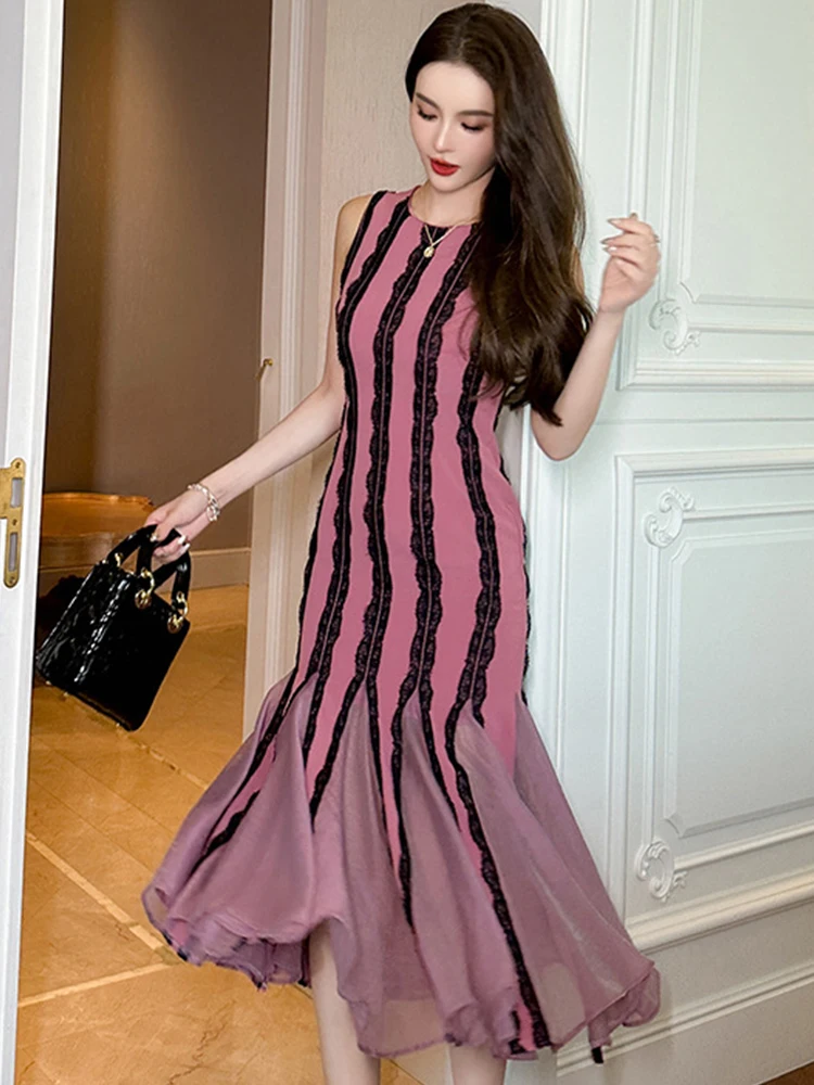 Женское элегантное платье-макси во французском стиле длинное Кружевное боди с