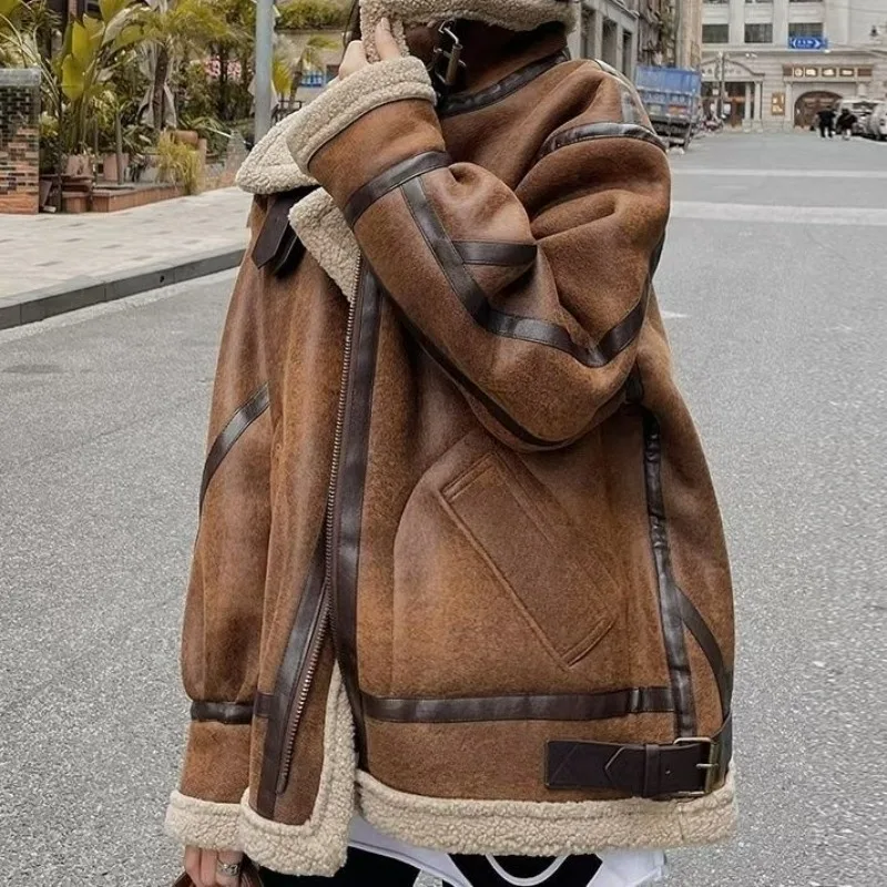 

Korean Coat Woman Winter 2023 New Thickene Solid Color Plush Warm Winter Coat for Women