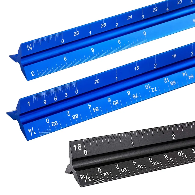 

Aluminum Alloy Triangular Ruler For Architectural Design And Decoration Drawing, Inch Multifunctional 12 Inch Scale Engineering