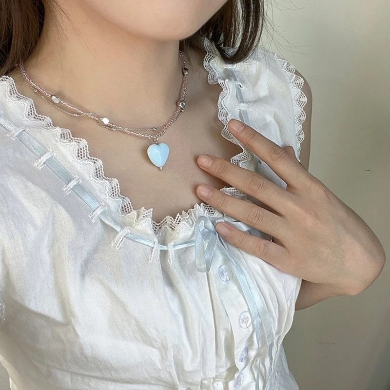 Нежное ожерелье с подвеской в ​​форме сердца повседневная одежда многослойная