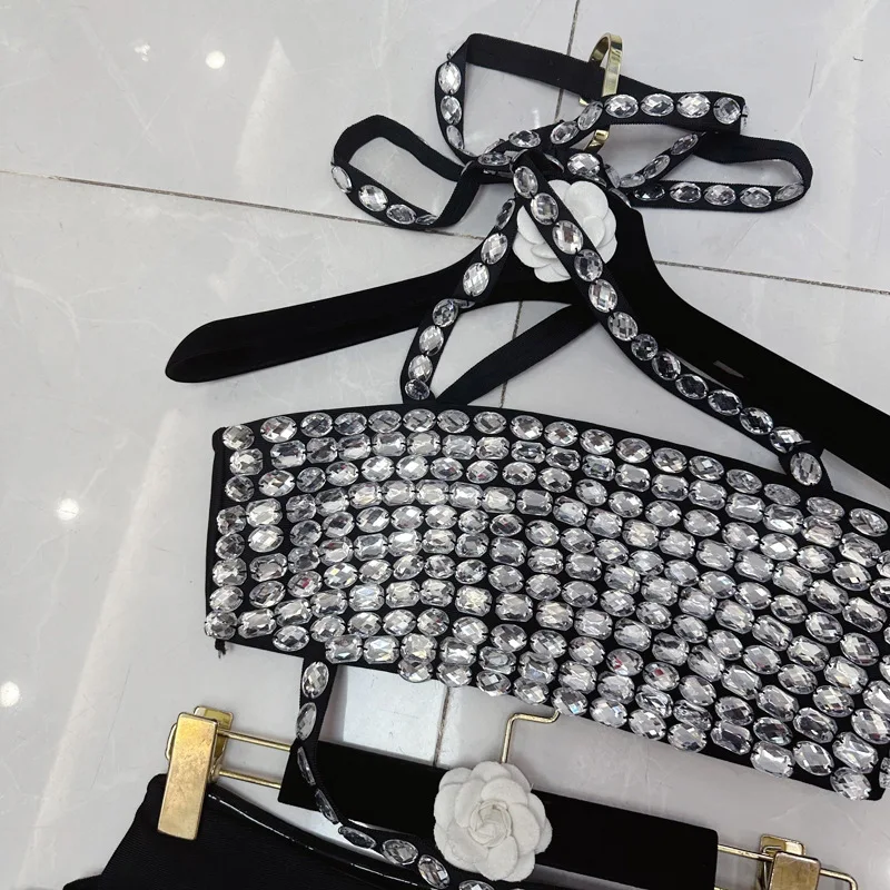 [zoci] Сексуальное бандажное платье без бретелек с наклонной цепочкой на плечах и