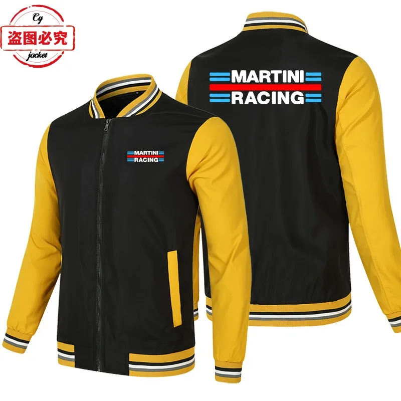 Martini Racing Logo Print Suit Loose Long Sleeve Men's Color Block Top Baseball Jacket