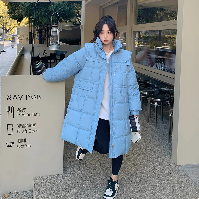 New Winter Down Cotton Jacket for Women Long Fashion Casual Slim Thickened Warm Cotton Jacket Coat Long Sleeve Woman Clothes